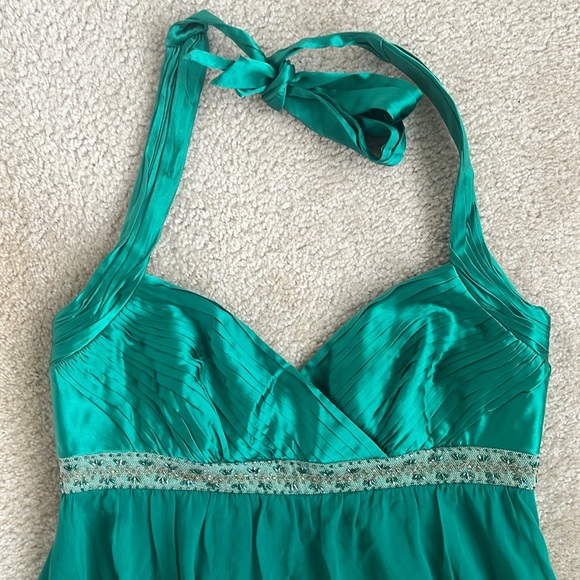 NWT Adrianna Papell Halter Babydoll Dress in Emerald Green 10P 10 Petite - Picture 3 of 8